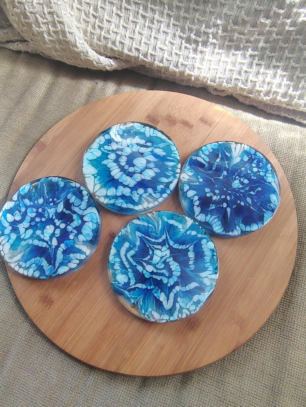 Blue Marble Coasters - Set of 4